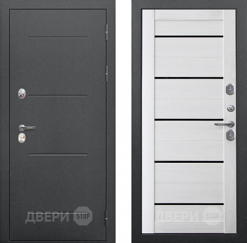 Входная металлическая Дверь Цитадель Isoterma Серебро/Астана милки (черная лакобель) в Кашире