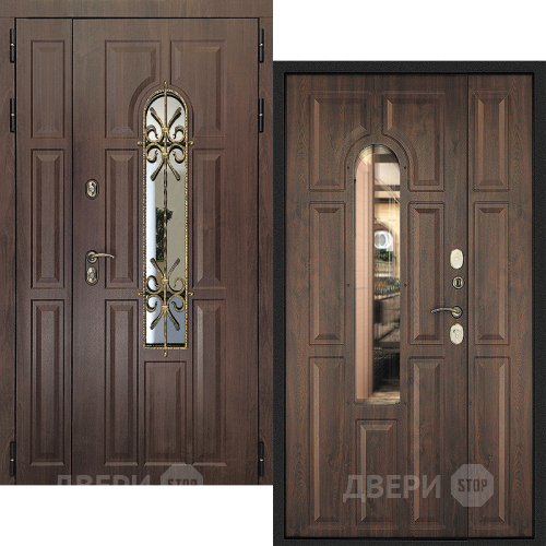 Входная металлическая Дверь Дверной Континент Лион Двустворчатая Темный орех в Кашире