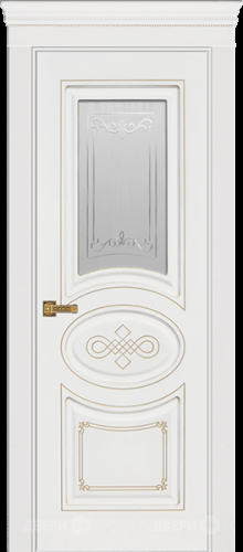 Межкомнатная дверь Дверь Премьер ДО, белая эмаль, патина золото, мателюкс с фрезеровкой в Кашире