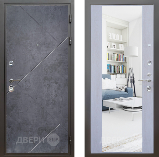 Входная металлическая Дверь Шелтер (SHELTER) Комфорт Бетон урбан индиго 12 с зеркалом Дуб филадельфия крем в Кашире
