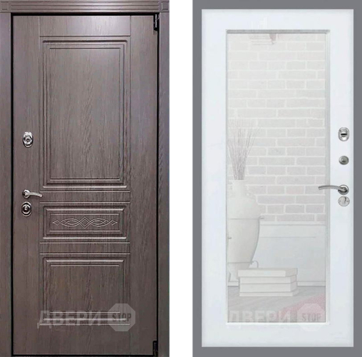 Входная металлическая Дверь Рекс (REX) Пренмиум-S Зеркало Пастораль Силк Сноу в Кашире