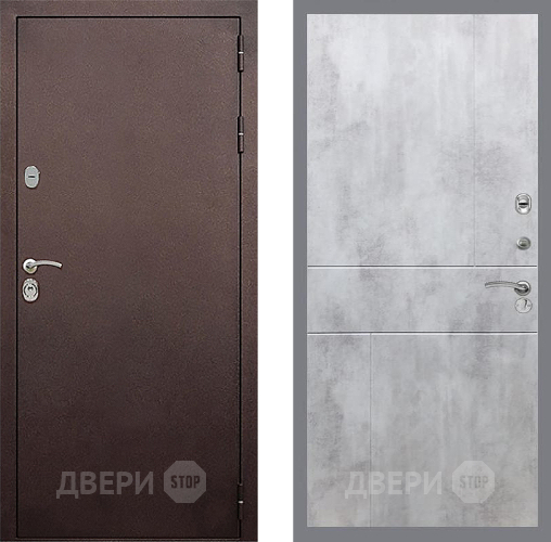 Входная металлическая Дверь Стоп КЛАССИК Медь ФЛ-290 Бетон светлый в Кашире