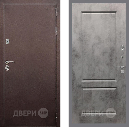 Входная металлическая Дверь Стоп КЛАССИК Медь ФЛ-117 Бетон темный в Кашире