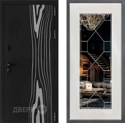 Входная металлическая Дверь Дверной континент ДК-12 ФЛ-Тиффани Зеркало Белое дерево в Кашире