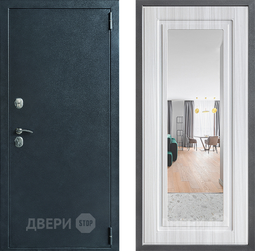 Входная металлическая Дверь Дверной континент ДК-70 Дизайн ФЛЗ Зеркало Сандал белый в Кашире