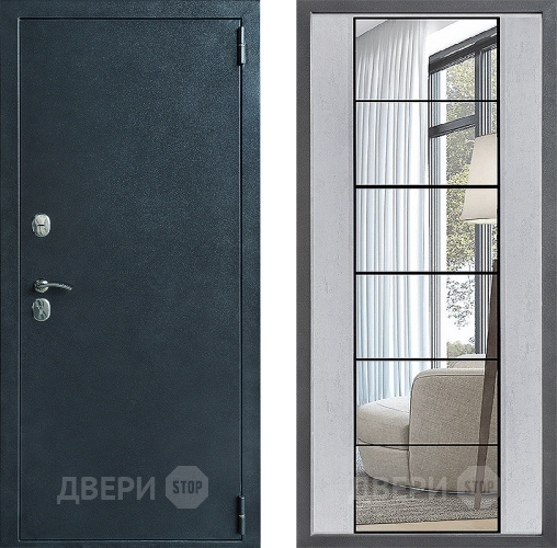 Входная металлическая Дверь Дверной континент ДК-70 Дизайн ФЛЗ-2 Зеркало Бетон светлый в Кашире