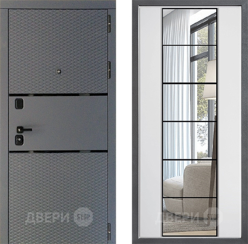 Входная металлическая Дверь Дверной континент Диамант Дизайн ФЛЗ-2 Зеркало Белый софт в Кашире