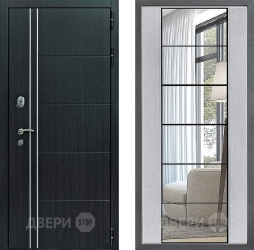 Входная металлическая Дверь Дверной континент Теплолюкс Дизайн ФЛЗ-2 Зеркало Бетон светлый в Кашире
