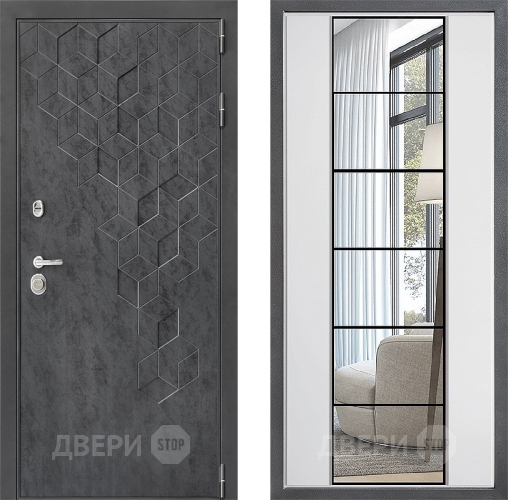 Входная металлическая Дверь Дверной континент ДК-3/713 ФЛЗ-2 Зеркало Белый софт в Кашире