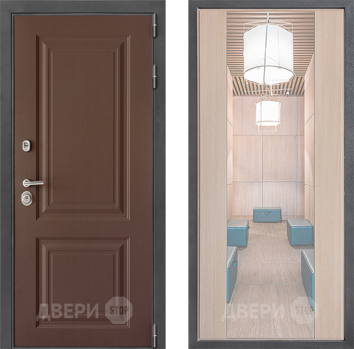 Входная металлическая Дверь Дверной континент ДК-3/729 ФЛЗ-1 Зеркало Капучино в Кашире