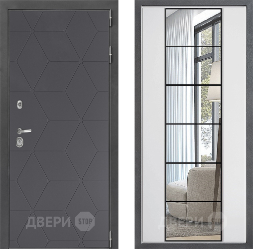 Входная металлическая Дверь Дверной континент ДК-3/744 ФЛЗ-2 Зеркало Белый софт в Кашире