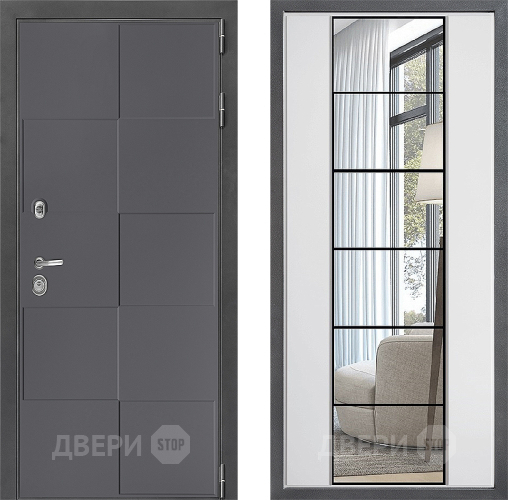 Входная металлическая Дверь Дверной континент ДК-3/606 ФЛЗ-2 Зеркало Белый софт в Кашире