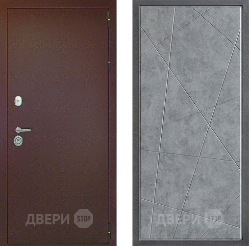 Входная металлическая Дверь Дверной континент Рубикон Медь Дизайн ФЛ-655 Бетон серый в Кашире