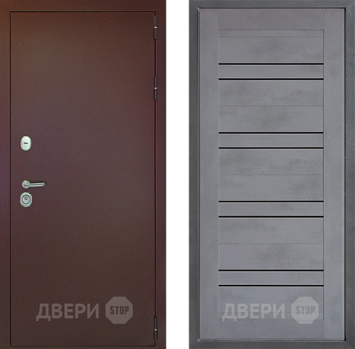 Входная металлическая Дверь Дверной континент Рубикон Медь Дизайн ФЛ-49 Бетон серый в Кашире