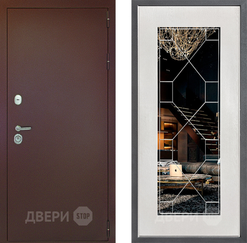 Дверь Дверной континент Рубикон Медь Дизайн ФЛ-Тиффани Зеркало Белое дерево в Кашире