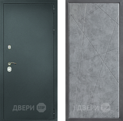 Входная металлическая Дверь Дверной континент Рубикон Серебро Дизайн ФЛ-655 Бетон серый в Кашире