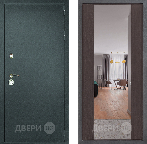 Дверь Дверной континент Рубикон Серебро Дизайн ФЛЗ-1 Зеркало Венге в Кашире
