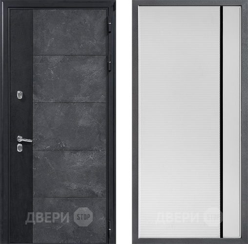 Входная металлическая Дверь Дверной континент ДК-15 Бетон ТЕРМО ФЛ-757 Черное Стекло Софт милк в Кашире