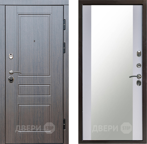 Входная металлическая Дверь Престиж Классика Венге Зеркало Белый софт в Кашире