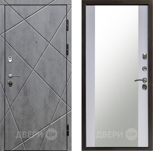 Входная металлическая Дверь Престиж Лучи Зеркало Белый софт в Кашире