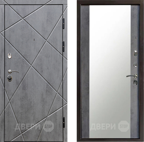 Входная металлическая Дверь Престиж Лучи Зеркало Бетон темный в Кашире