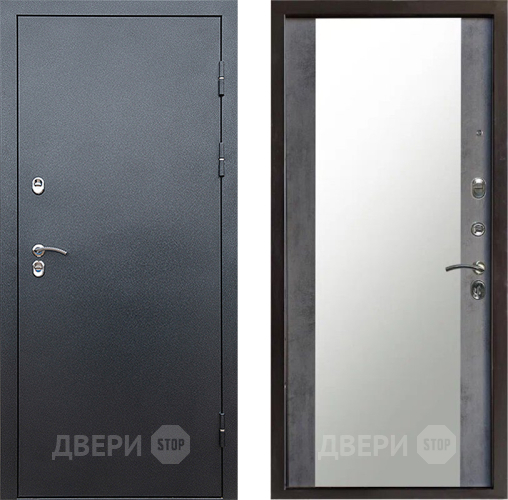Входная металлическая Дверь Престиж TERMO с терморазрывом Снегирь Серебро Зеркало Бетон темный в Кашире