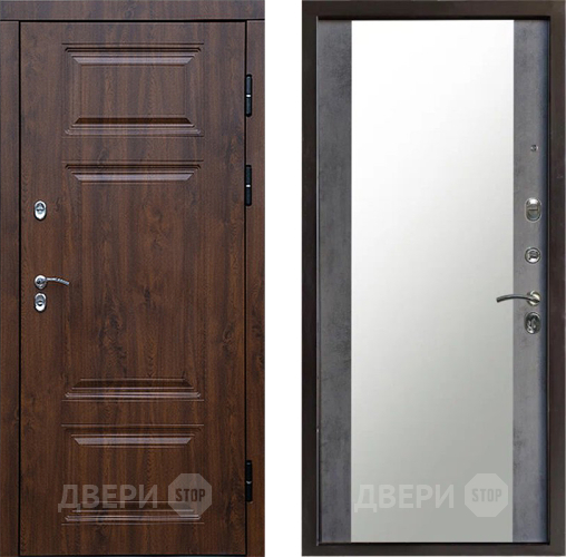 Входная металлическая Дверь Престиж TERMO с терморазрывом Премиум Орех Зеркало Бетон темный в Кашире
