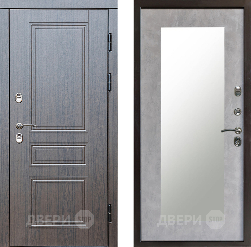 Входная металлическая Дверь Престиж TERMO с терморазрывом Классика Зеркало пастораль Бетон светлый в Кашире