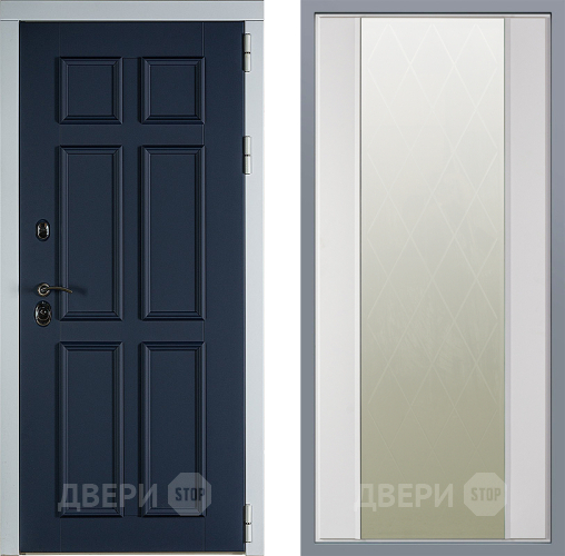 Дверь Заводские двери Стокгольм Зеркало Ампир Белый софт в Кашире