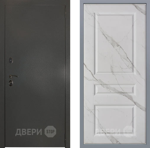 Дверь Заводские двери Эталон 3к антик серебро Стокгольм Мрамор белый в Кашире