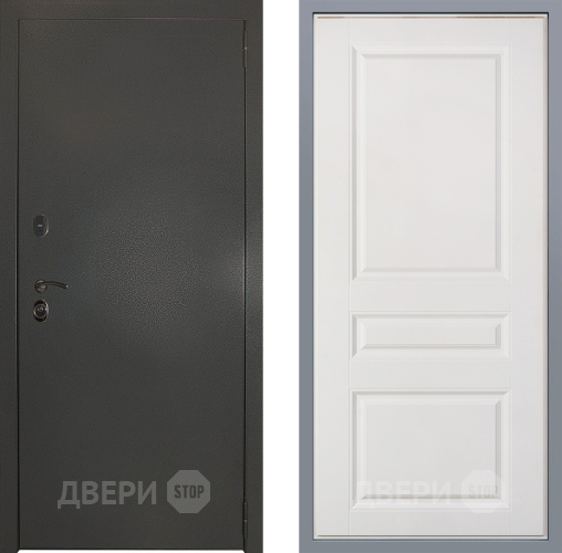 Дверь Заводские двери Эталон 3к антик серебро Стокгольм Белый софт в Кашире