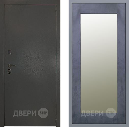 Дверь Заводские двери Эталон 3к антик серебро Зеркало Модерн Бетон темный в Кашире