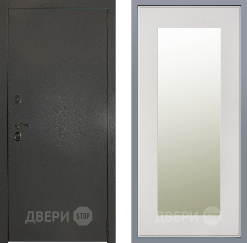 Дверь Заводские двери Эталон 3к антик серебро Зеркало Модерн Белый софт в Кашире