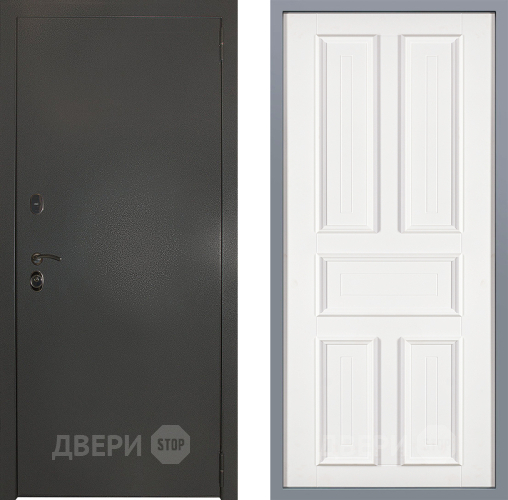 Дверь Заводские двери Эталон 3к антик серебро Уругвай Белый софт в Кашире