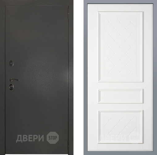 Дверь Заводские двери Эталон 3к антик серебро Урбино Белый софт в Кашире