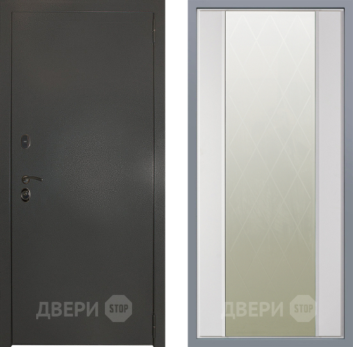 Дверь Заводские двери Эталон 3к антик серебро Зеркало Ампир Белый софт в Кашире