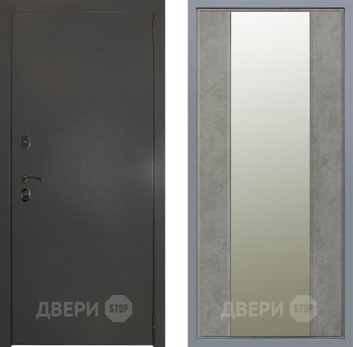 Дверь Заводские двери Эталон 3к антик серебро Зеркало Макси Бетон темный в Кашире