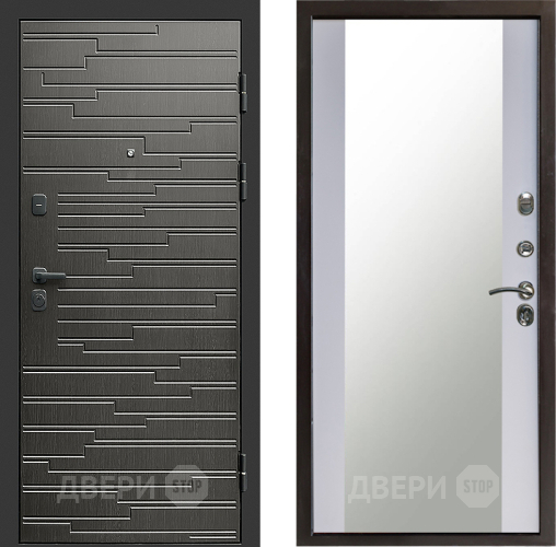 Входная металлическая Дверь Престиж Rivera Зеркало Белый софт в Кашире