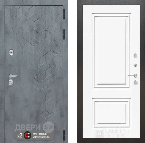 Дверь Лабиринт (LABIRINT) Бетон 26 Белый (RAL-9003) в Кашире