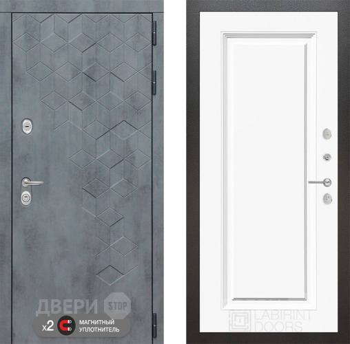 Входная металлическая Дверь Лабиринт (LABIRINT) Бетон 27 Белый (RAL-9003) в Кашире