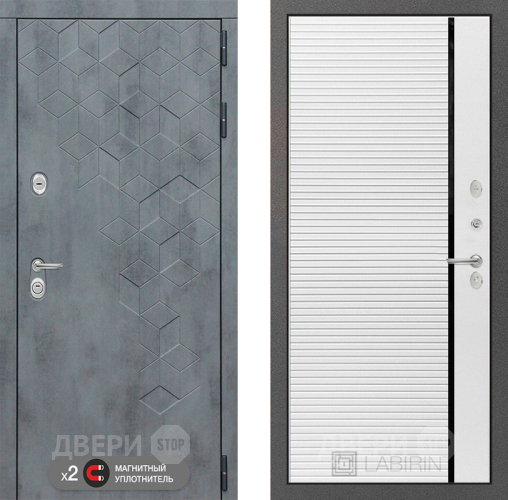 Входная металлическая Дверь Лабиринт (LABIRINT) Бетон 22 Белый софт в Кашире