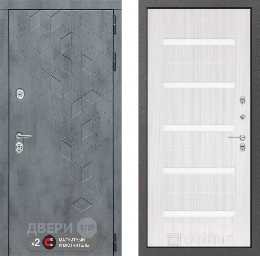 Входная металлическая Дверь Лабиринт (LABIRINT) Бетон 01 Сандал белый в Кашире