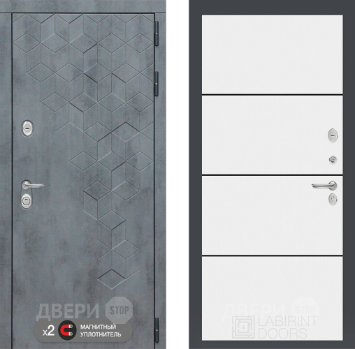 Дверь Лабиринт (LABIRINT) Бетон 25 Белый софт в Кашире