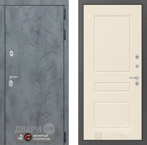 Входная металлическая Дверь Лабиринт (LABIRINT) Бетон 03 Крем софт в Кашире