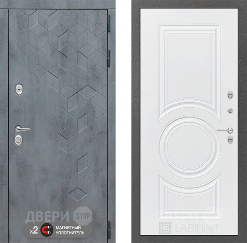 Дверь Лабиринт (LABIRINT) Бетон 23 Белый софт в Кашире