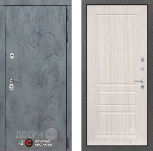 Входная металлическая Дверь Лабиринт (LABIRINT) Бетон 03 Сандал белый в Кашире