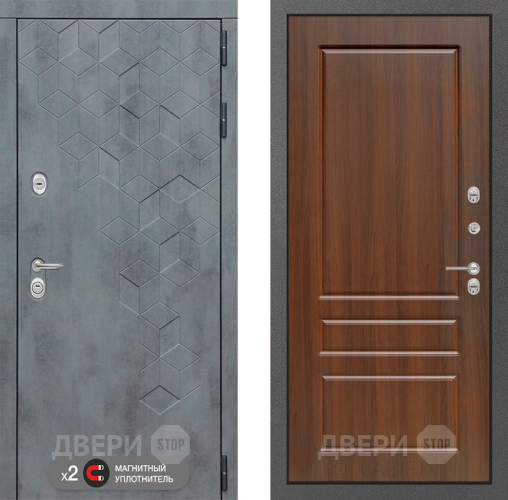 Входная металлическая Дверь Лабиринт (LABIRINT) Бетон 03 Орех бренди в Кашире