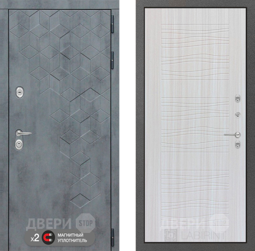 Входная металлическая Дверь Лабиринт (LABIRINT) Бетон 06 Сандал белый в Кашире