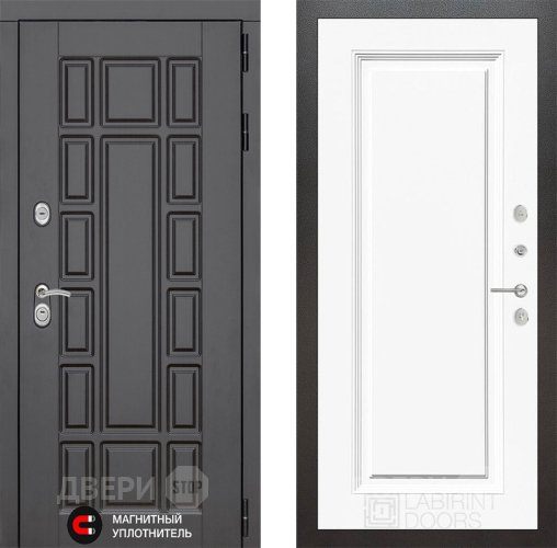 Входная металлическая Дверь Лабиринт (LABIRINT) New York 27 Белый (RAL-9003) в Кашире