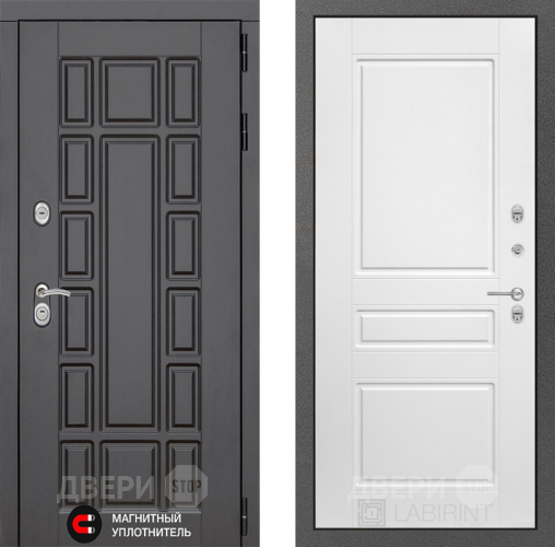 Входная металлическая Дверь Лабиринт (LABIRINT) New York 03 Белый софт в Кашире